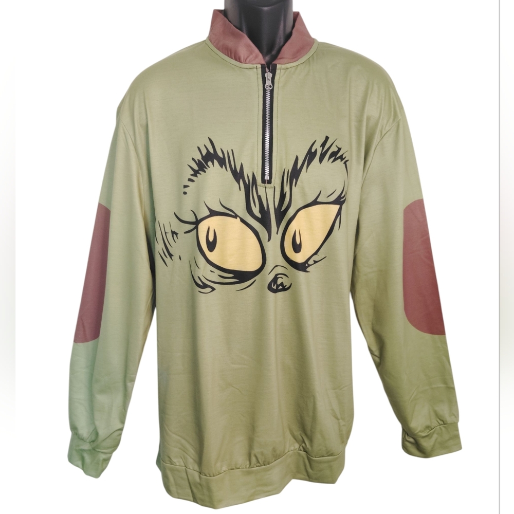 Grinchy Green Pullover with Yellow Eyes Design Sz 2XL - Picture 3 of 8